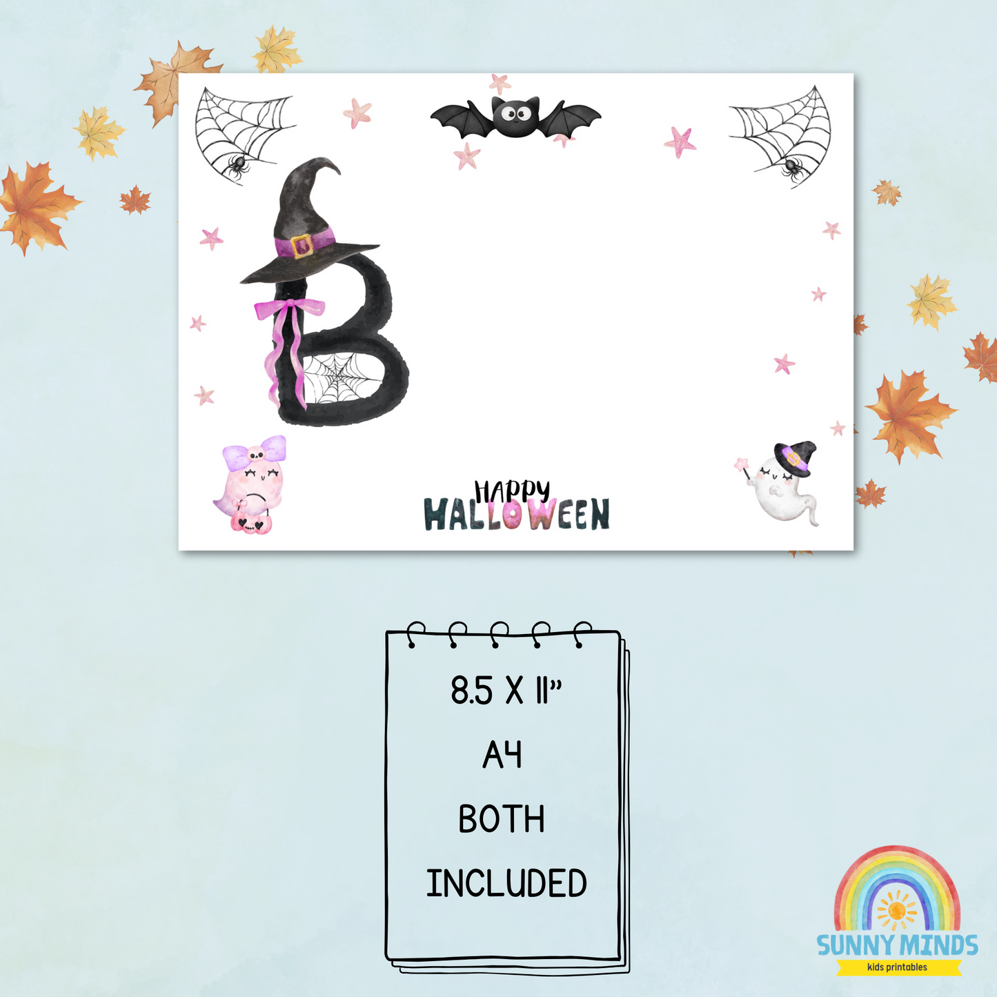 Pink Cute Halloween Handprint Printable BOO