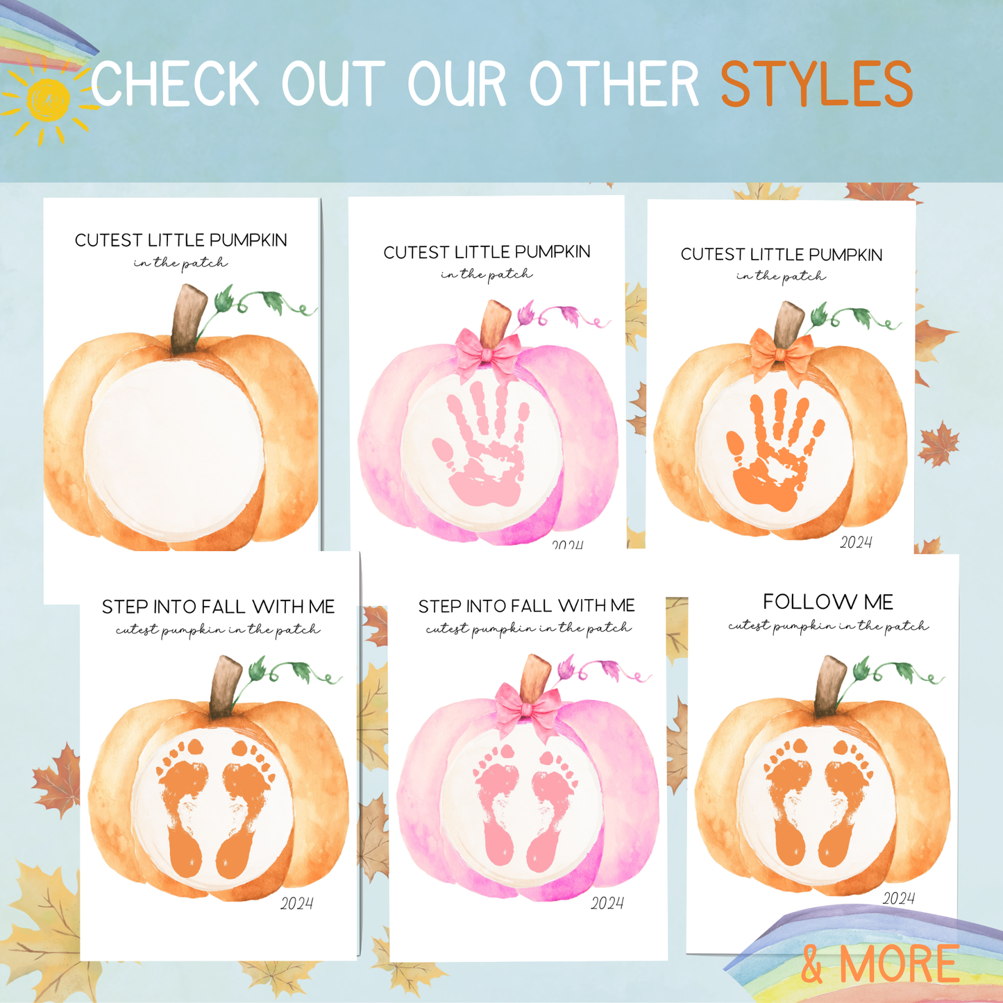 2024 Pink Coquette Cutest Pumpkin Handprint Picture Art PRINTABLE Keepsake