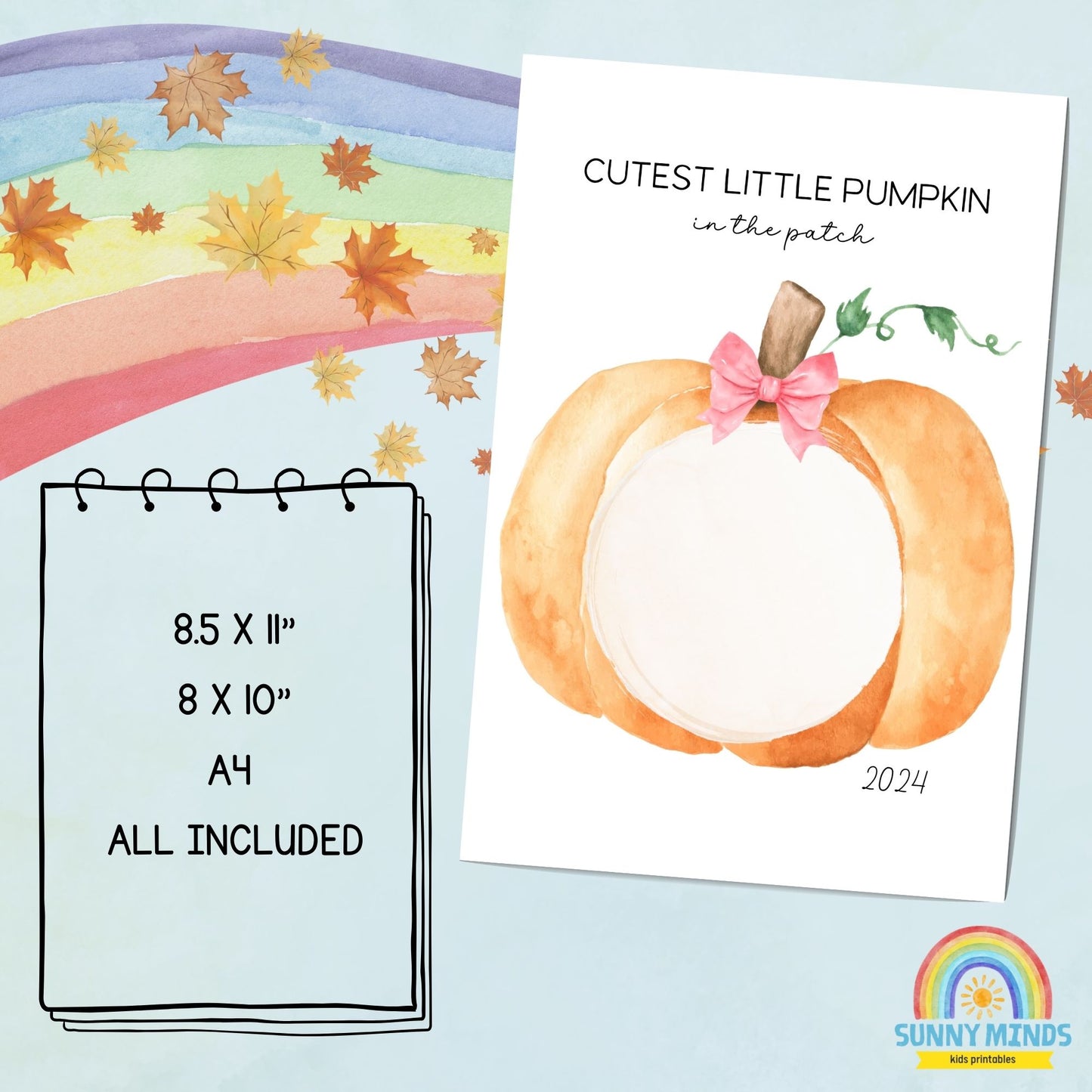 2024 Pink Coquette Cutest Pumpkin Handprint Picture Art PRINTABLE Keepsake